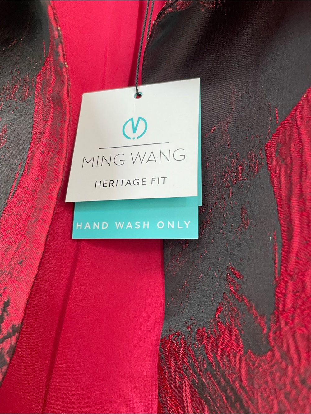 NWT Ming Wang Red Black Gold Brushstroke Jacquard Ruffle Collar Jacket Small - Picture 5 of 14